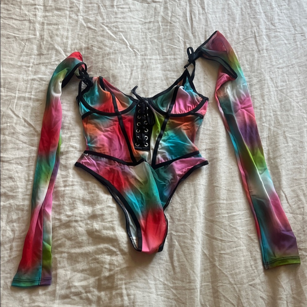 Parade Mesh bodysuit archive supernova print NWOT